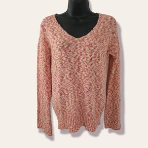 MAGASCHONI Pink Multicolor Textured Knit V-Neck Sweater‎ Size XS